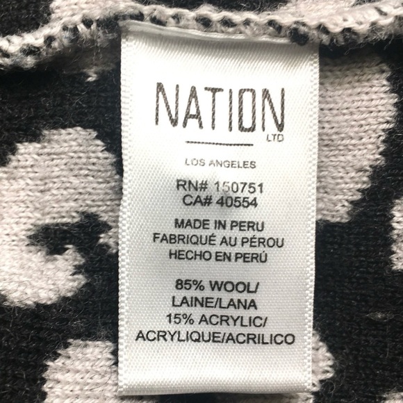 NATION LTD Kelly Blazer Leopard Cardigan Sweater Knit Jacket Wool Black Brown M - Picture 13 of 16